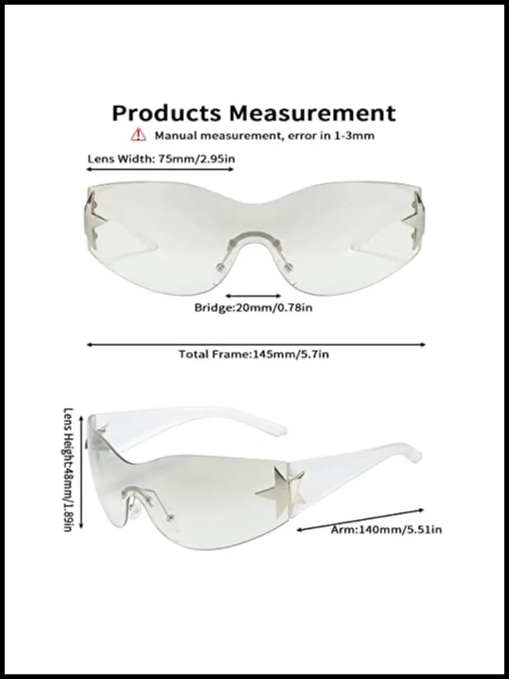 Wrap Around Rimless Sunglasses Y2K Shield Style UV Protection